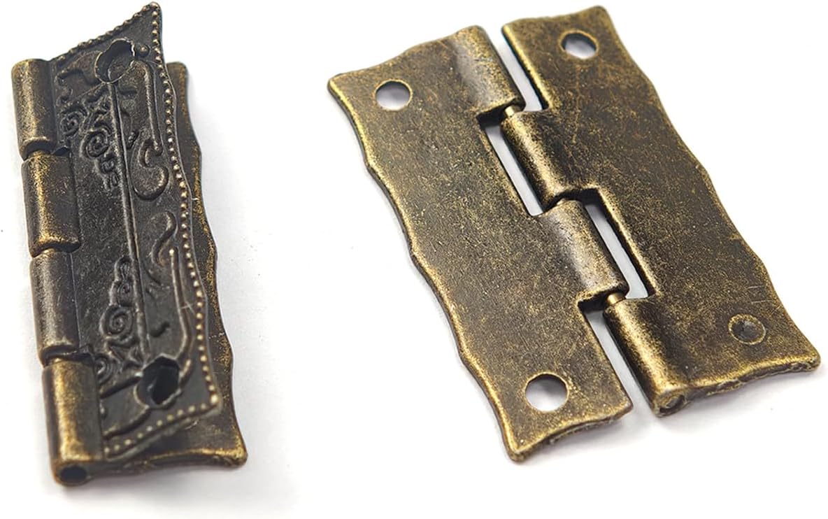 Pack 16 Bisagras Bronce Plegables Diseño Floral para Cajas Joyería