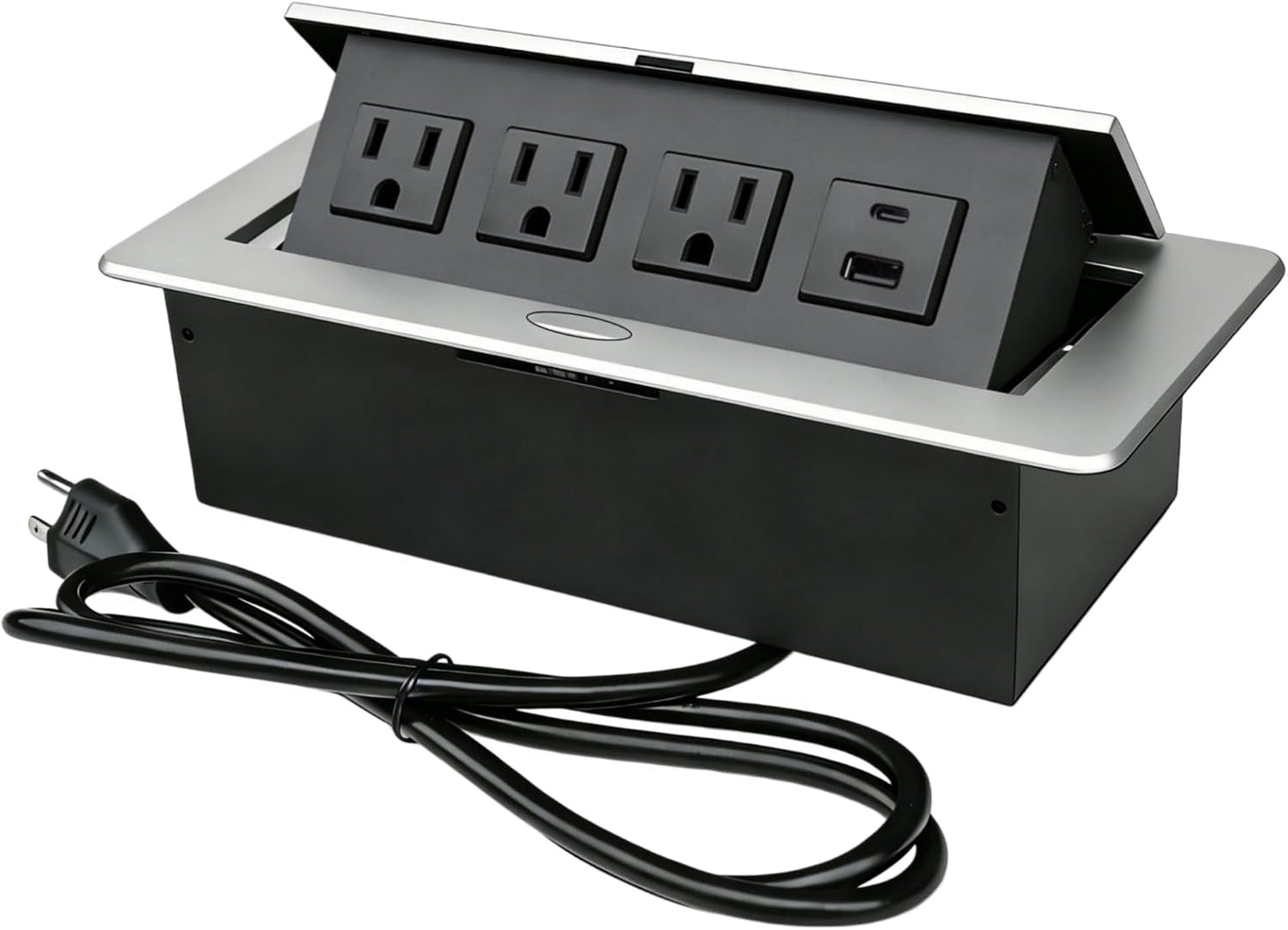 Hub alimentación mesa conferencias PD20W USB-C 3 tomas CA plateado