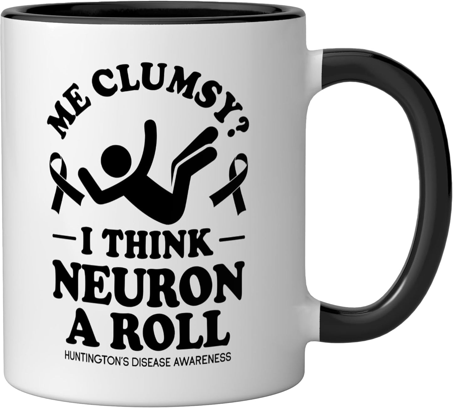 Taza cerámica para Huntington's Disease Warrior HD Awareness Negro/Blanco