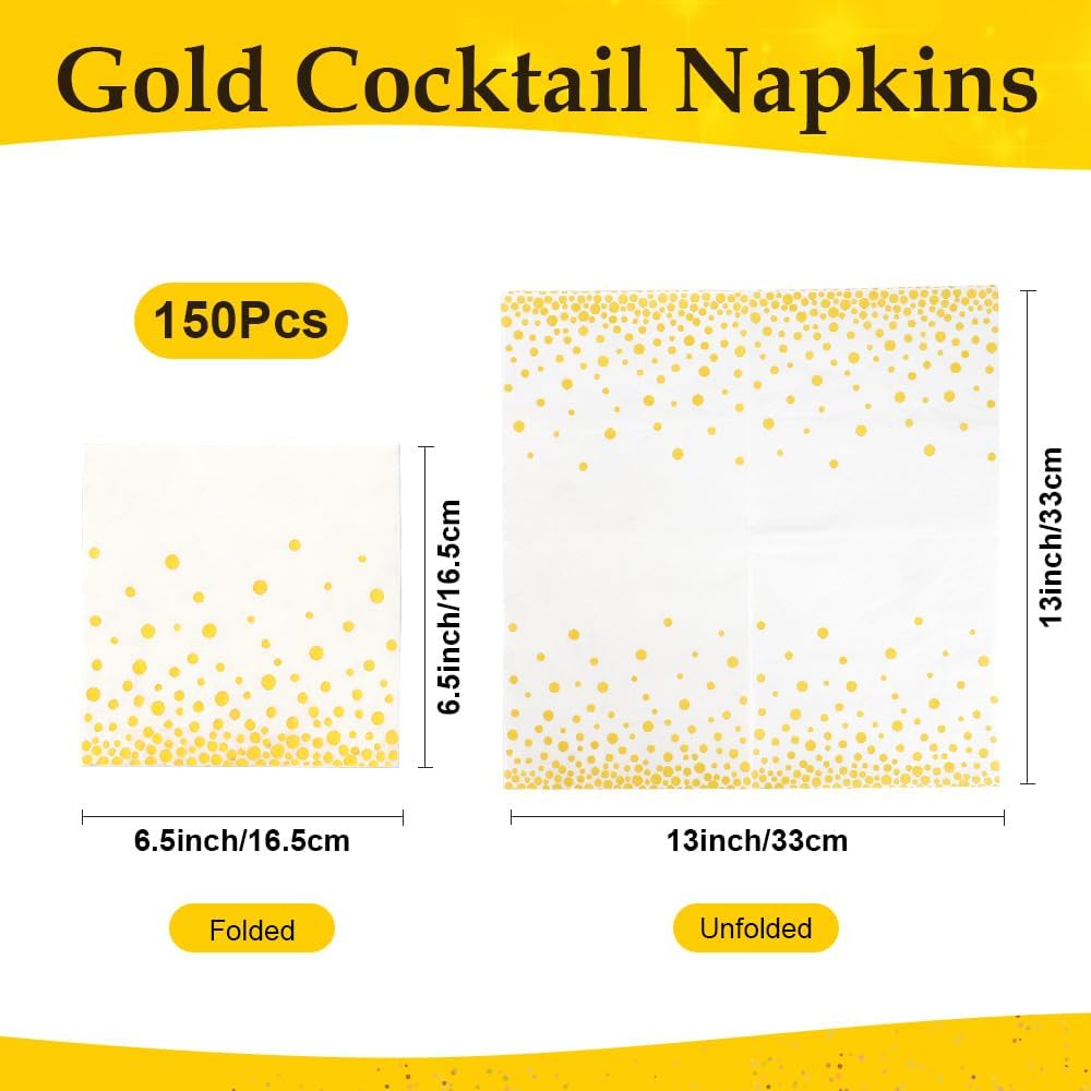 Servilletas de papel blancas y doradas con diseño dorado para fiestas bodas cumpleaños