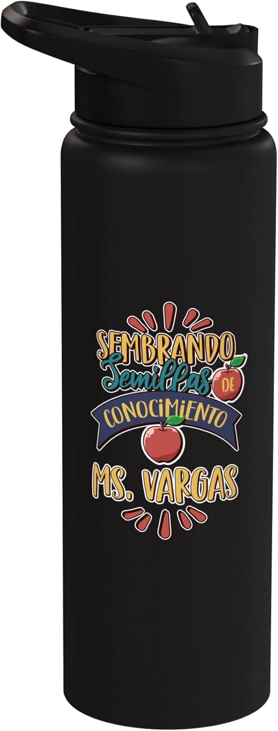 Botella de agua acero inoxidable personalizada para maestra de español