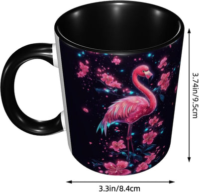 Taza de café de flamenco de cerámica, té 11 oz con asa, regalo oficina y hogar