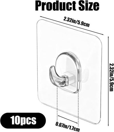 10 Ganchos Adhesivos Transparentes Impermeables para Ducha