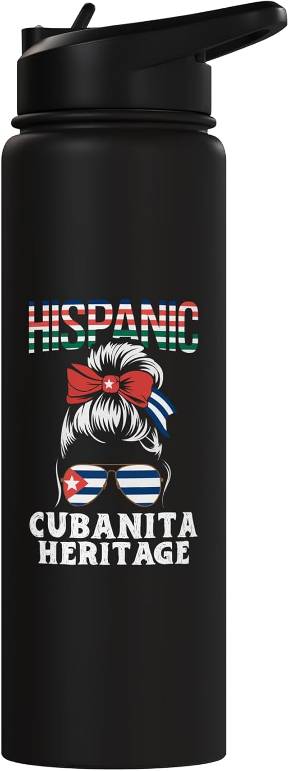 Botella agua acero inox cubana con bandera