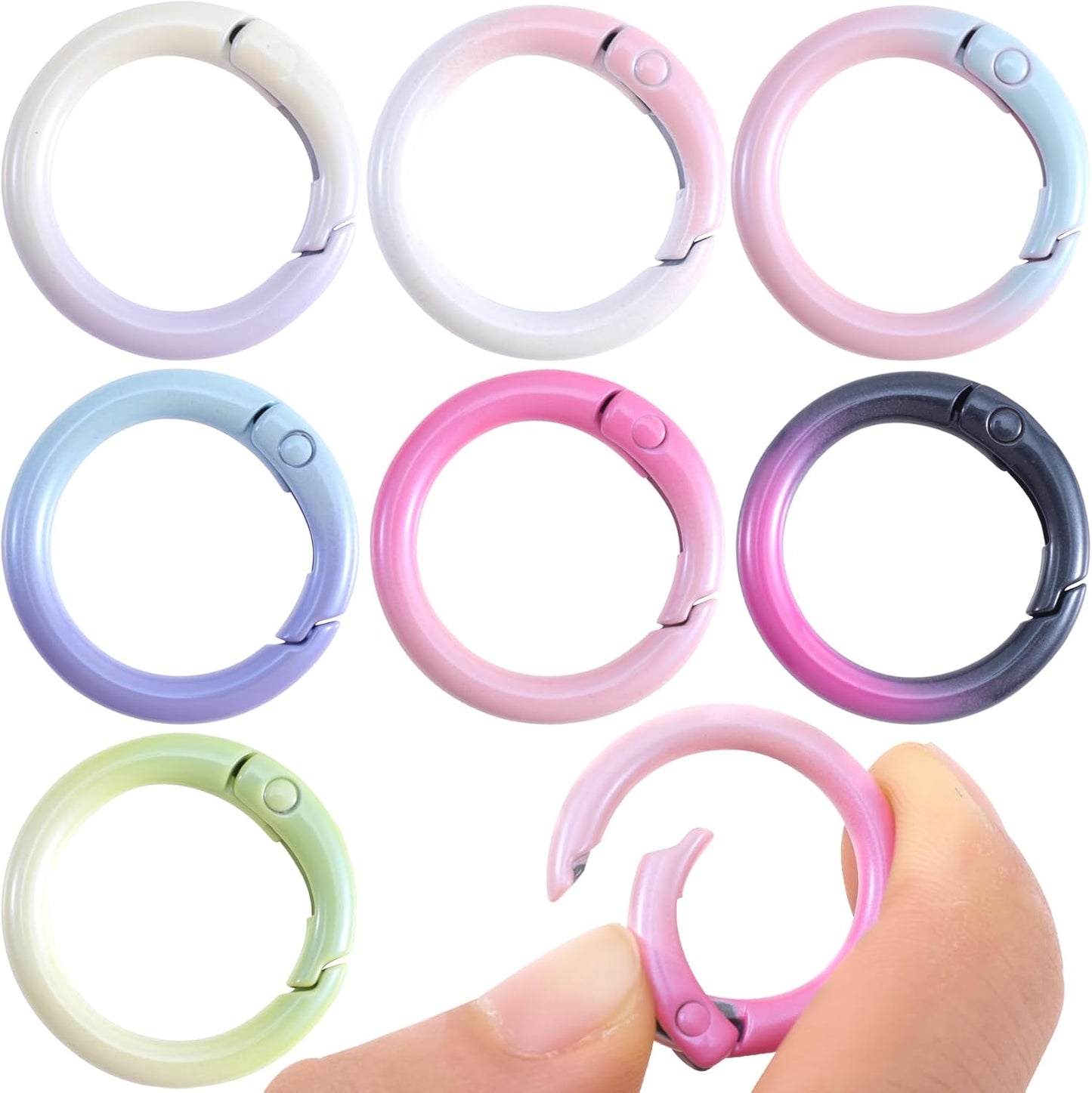 7 Clips Anillo Resorte Coloridos para Llaveros y Bolsos