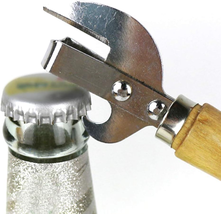 2 Abrelatas Manuales Acero Inox Mango Madera Corte Lateral