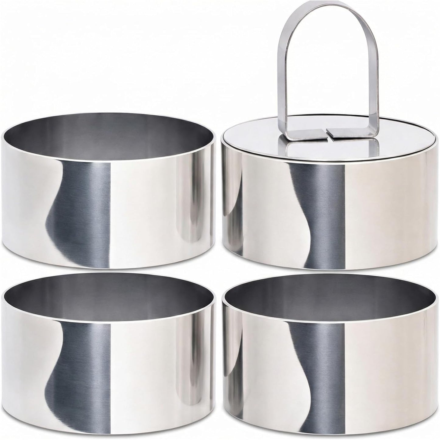 Moldes anillo acero inox 3pulg con empujador 4 pzas