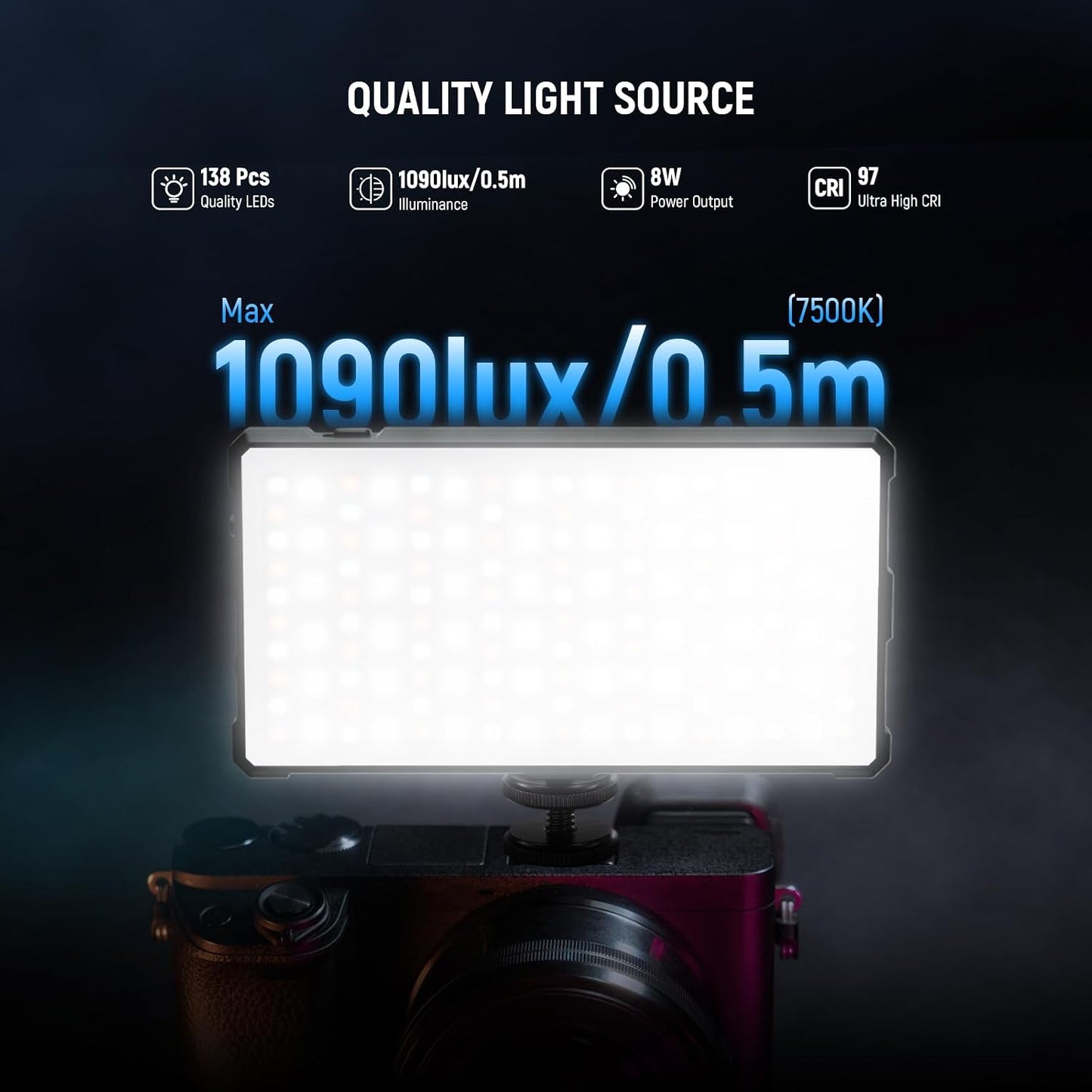 Panel luz RGB 8W 4000mAh para cámara DSLR trípode