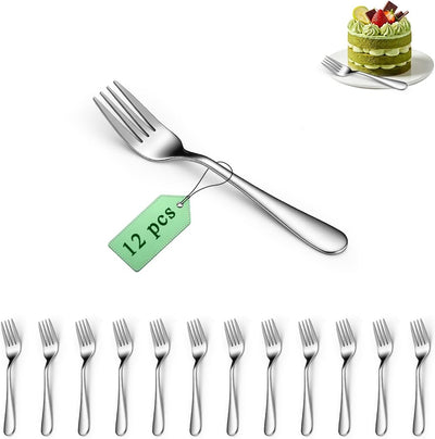 Juego de 12 tenedores de postre de acero inoxidable para cócteles y fiestas