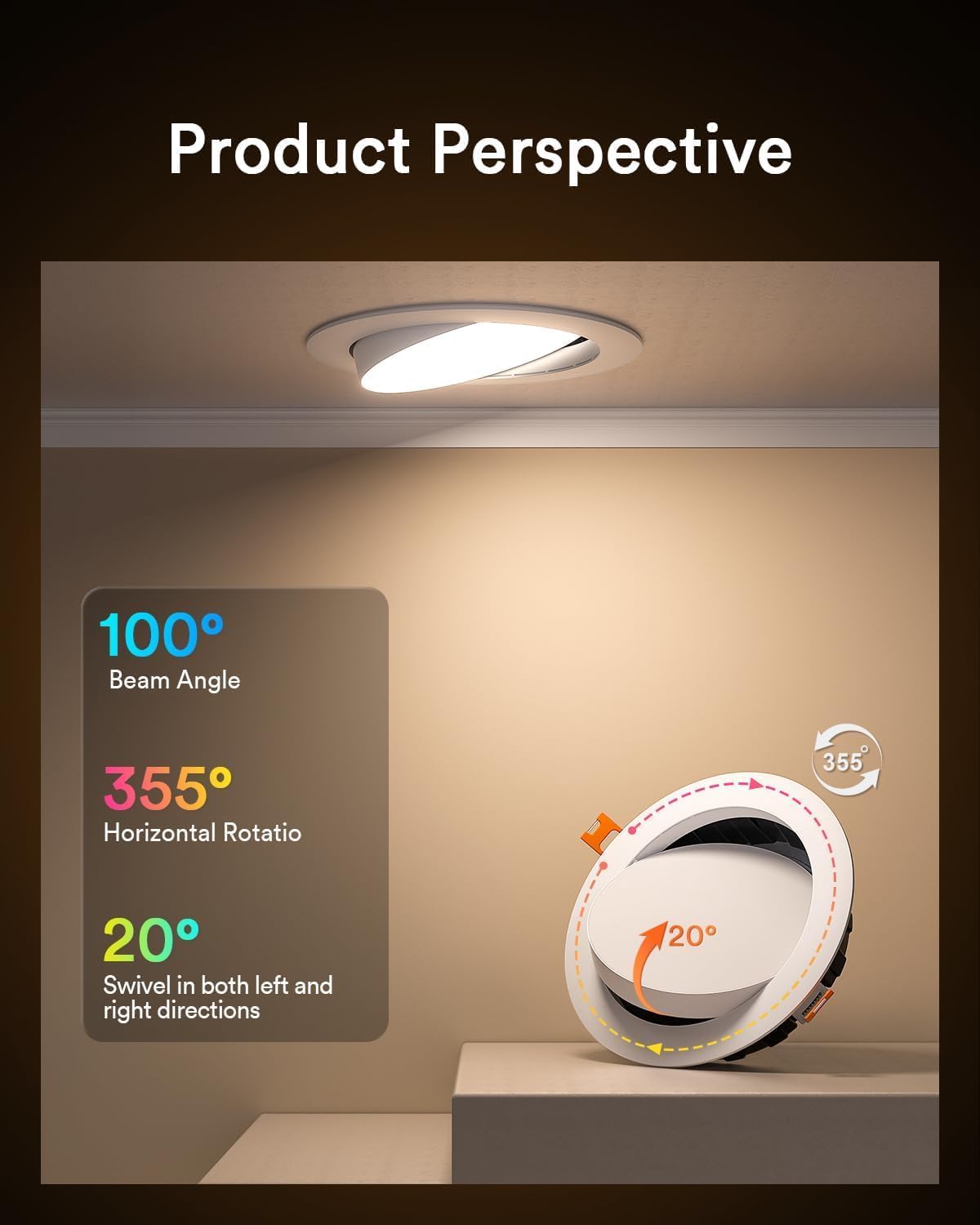 Iluminación empotrable LED 4pulg RGBWW ajustable WiFi Alexa Google