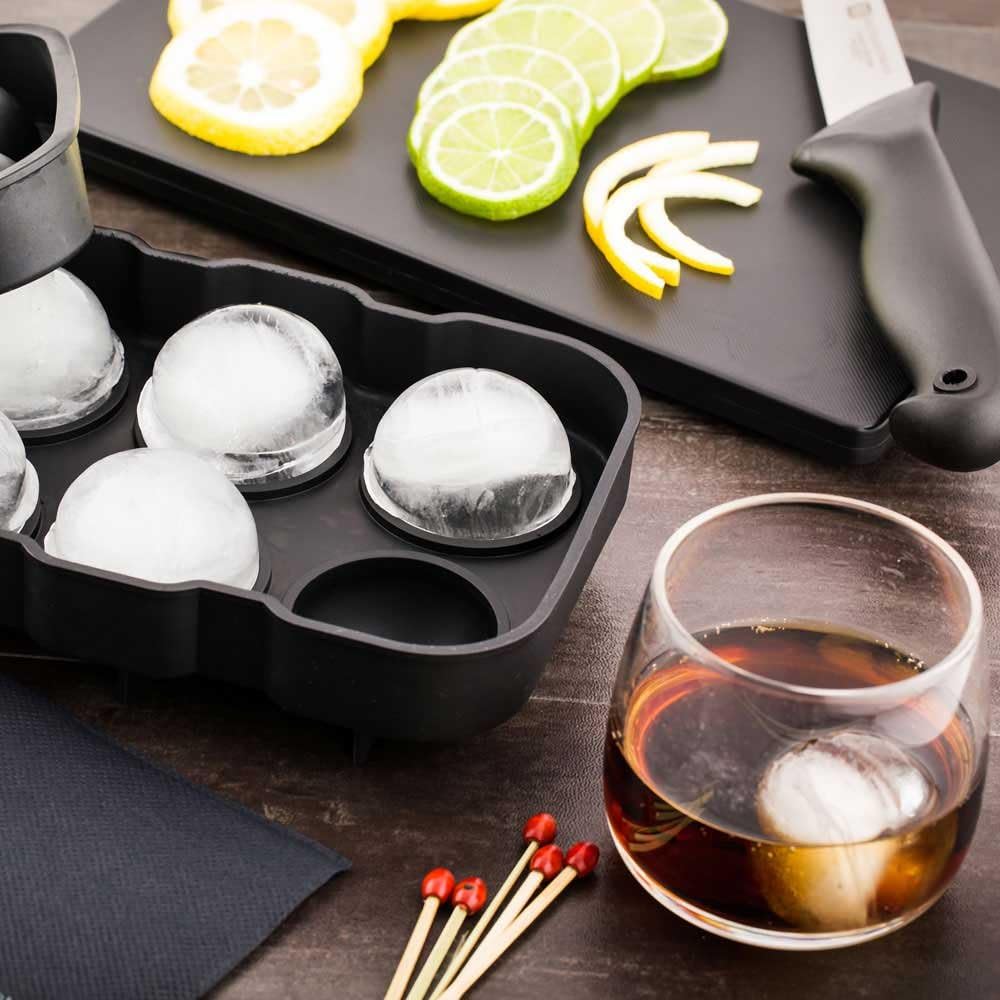Set 2 Moldes Silicón Esferas y Cubos para Cocteles Negro