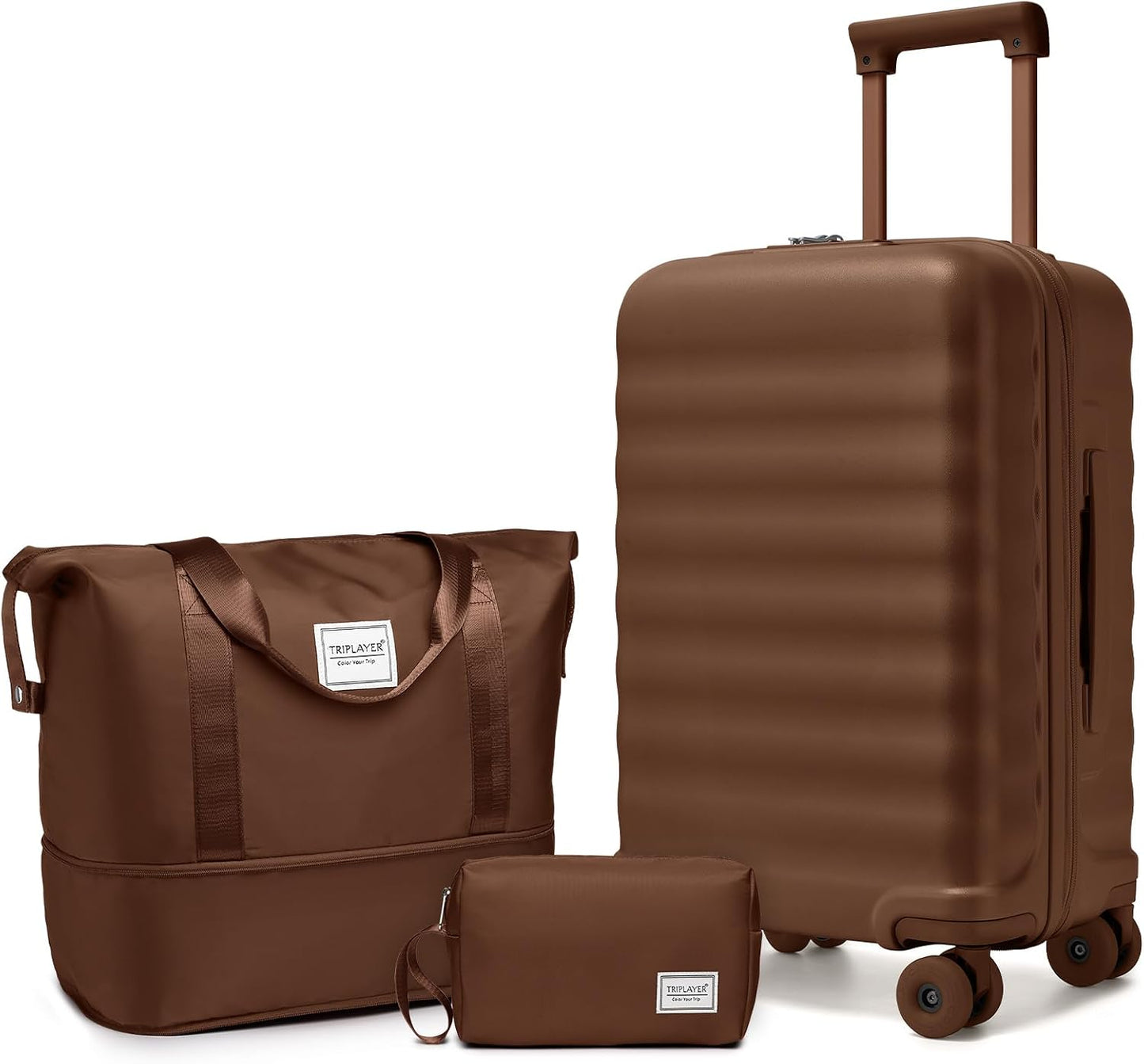 Set 3 maletas rígidas 22x14x9 con ruedas TSA Lock para mujer Mocha