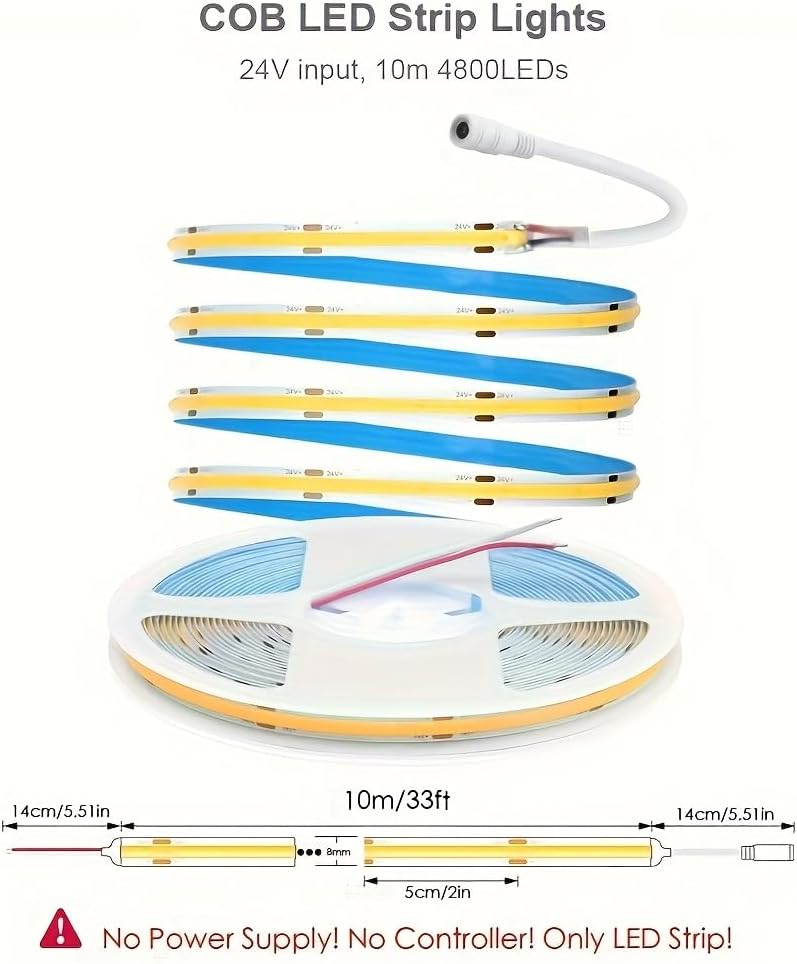 Tira LED flexible 16.4pies 480LED/M blanco frío 24V