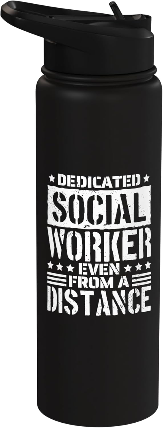 Botella de agua acero inoxidable aislada para trabajador social