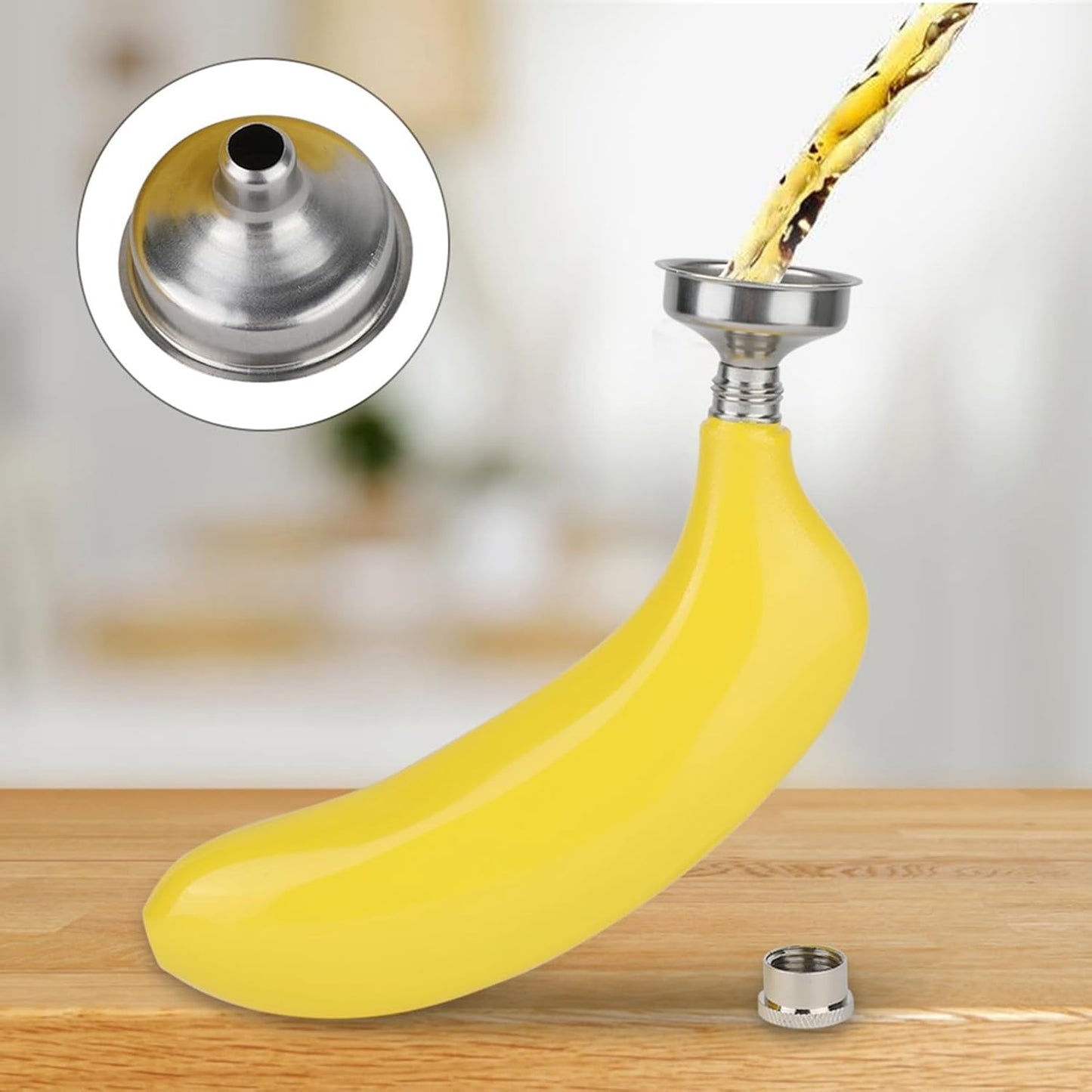 Frasco en forma de plátano de acero inoxidable con embudo