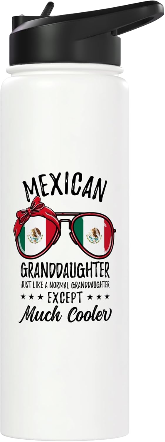 Botella de agua acero inoxidable aislada para nieta mexicana