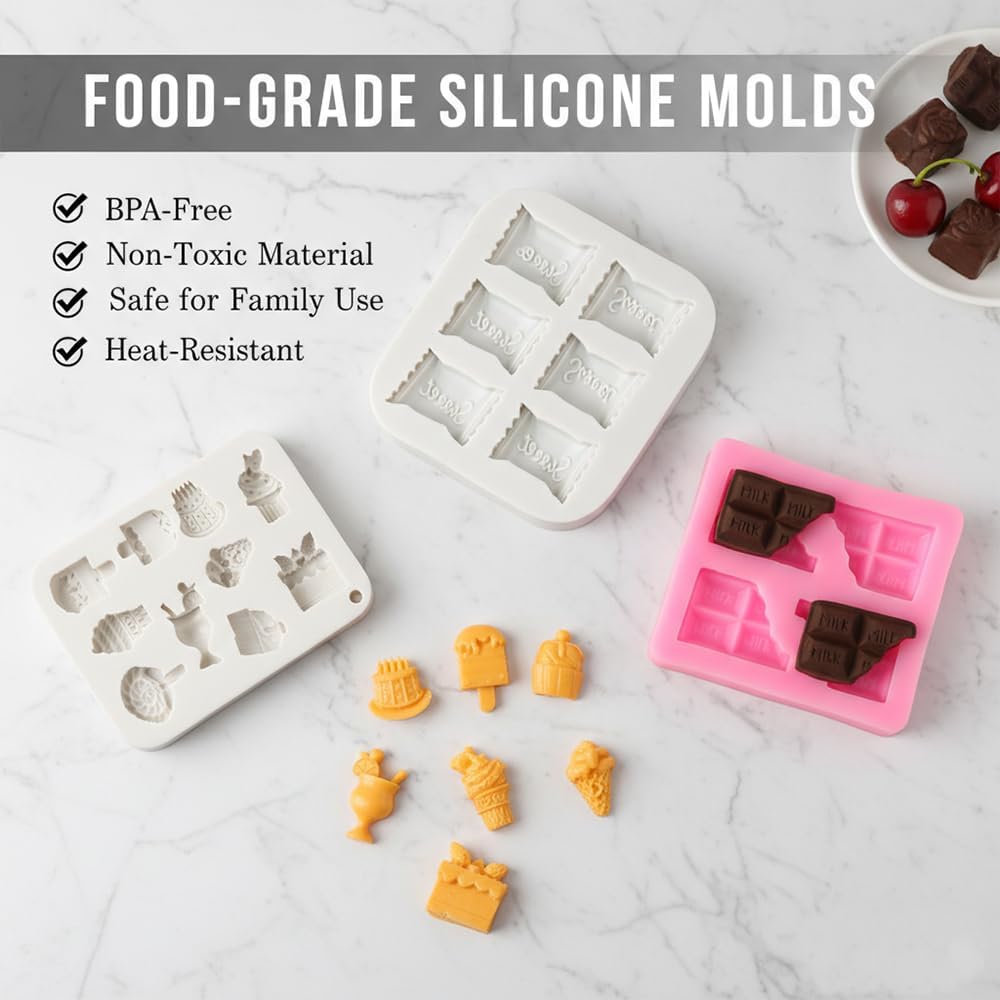 Moldes de silicona para chocolate y dulces, reutilizables y seguros para alimentos