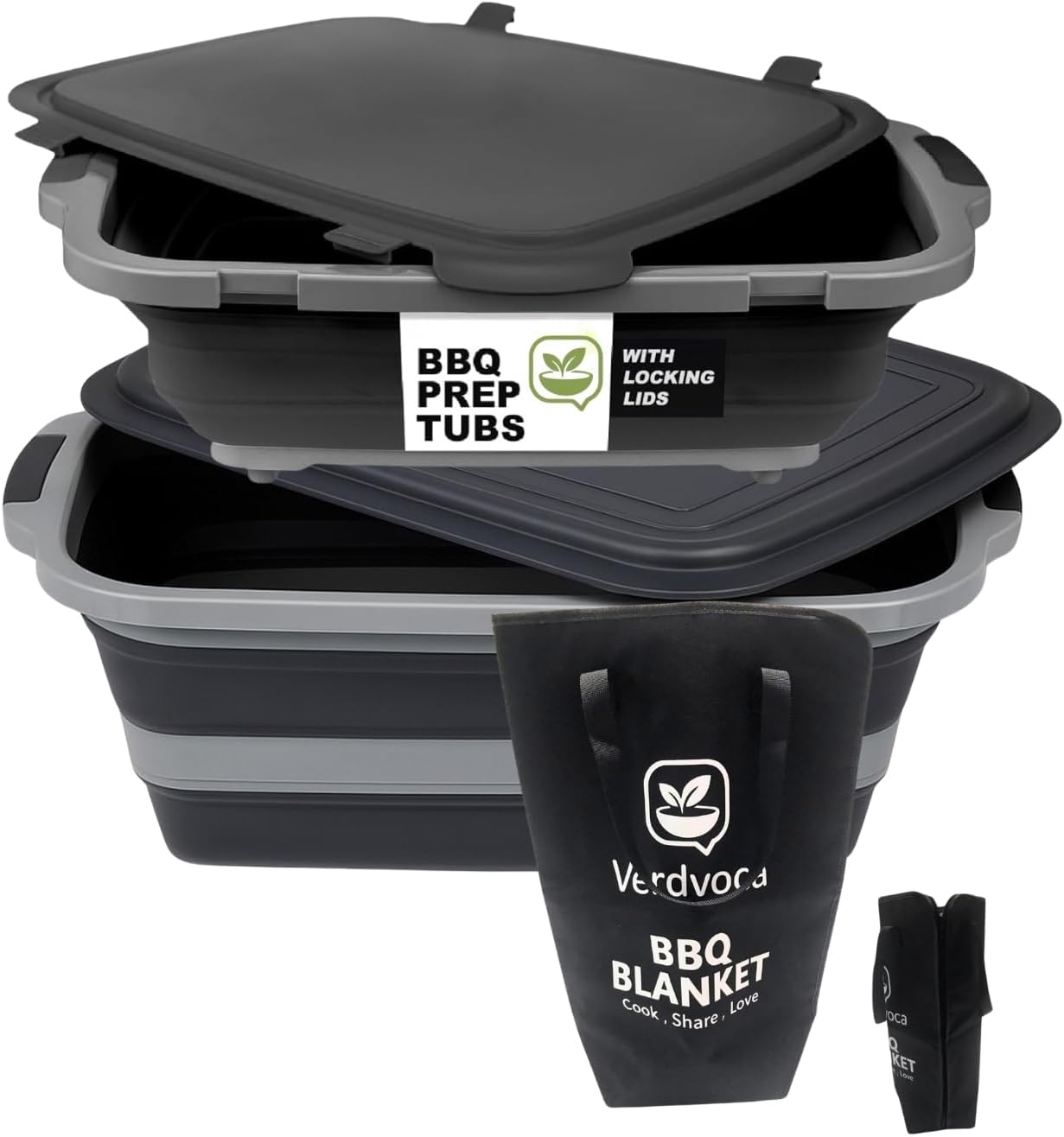 Set Tinas Barbacoa Plegables 30L 16L Manta Carne Aislada 21pulg