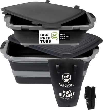 Set Tinas Barbacoa Plegables 30L 16L Manta Carne Aislada 21pulg
