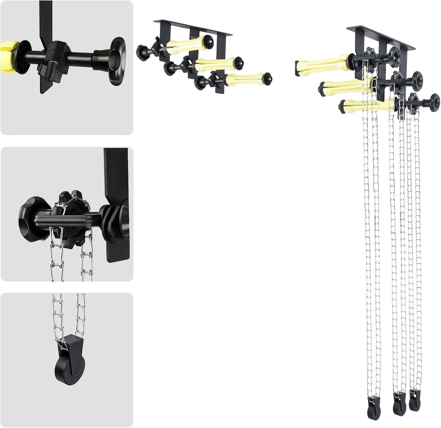 Soporte rodillo fondo 3 rodillos metal cadenas