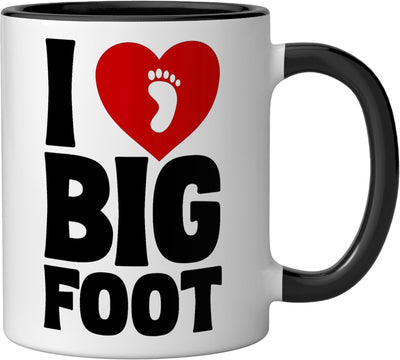 Taza cerámica I Heart Bigfoot negra/blanca