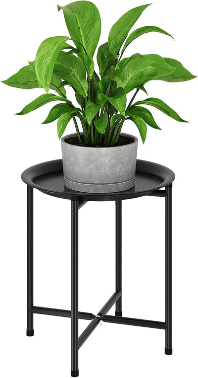 Soporte plantas metal para patio jardín balcón color negro