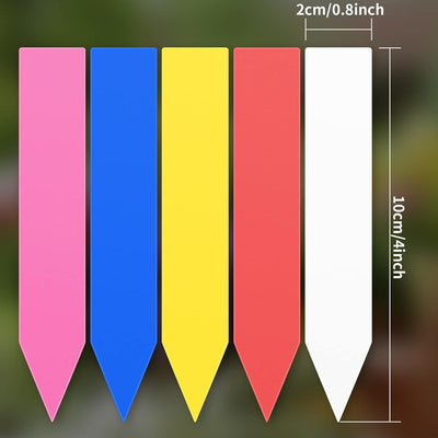 100 Etiquetas Plástico Impermeables para Plantas 4pulg Multicolor