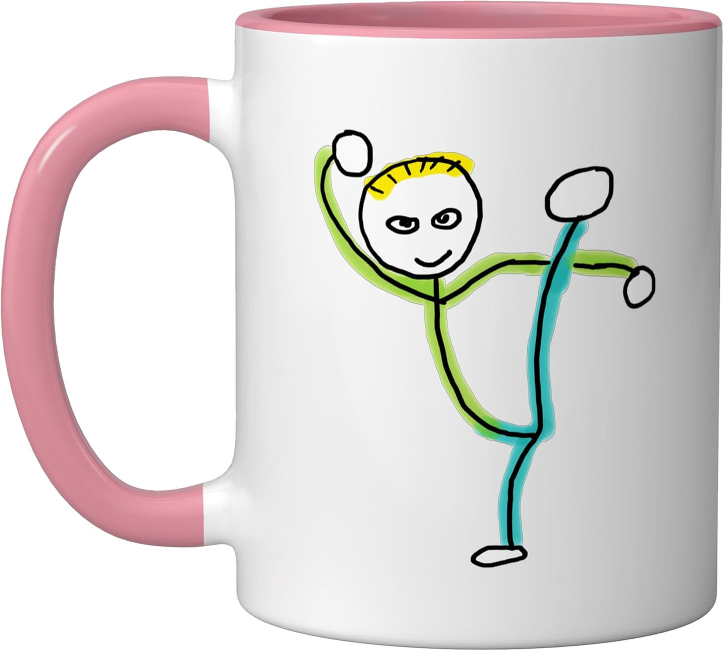 Taza cerámica Kung Fu Stickman rosa/blanca