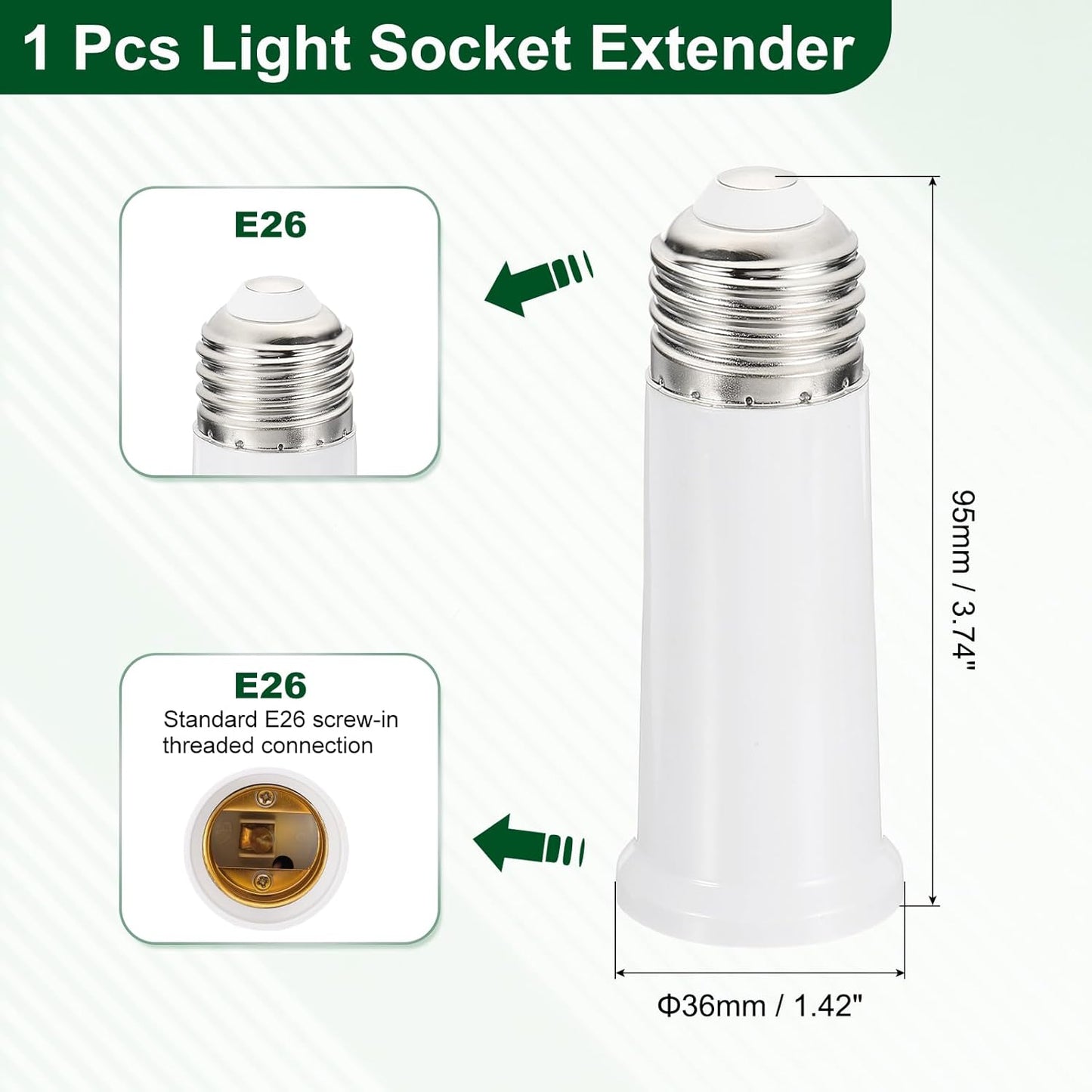 Adaptador portalámparas E26 extensible 3.7" para lámpara de 60W