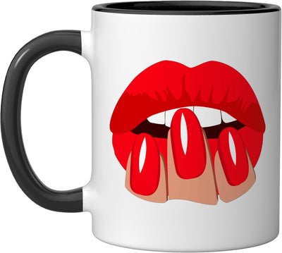 Mug cerámico para manicura y uñas negro/blanco