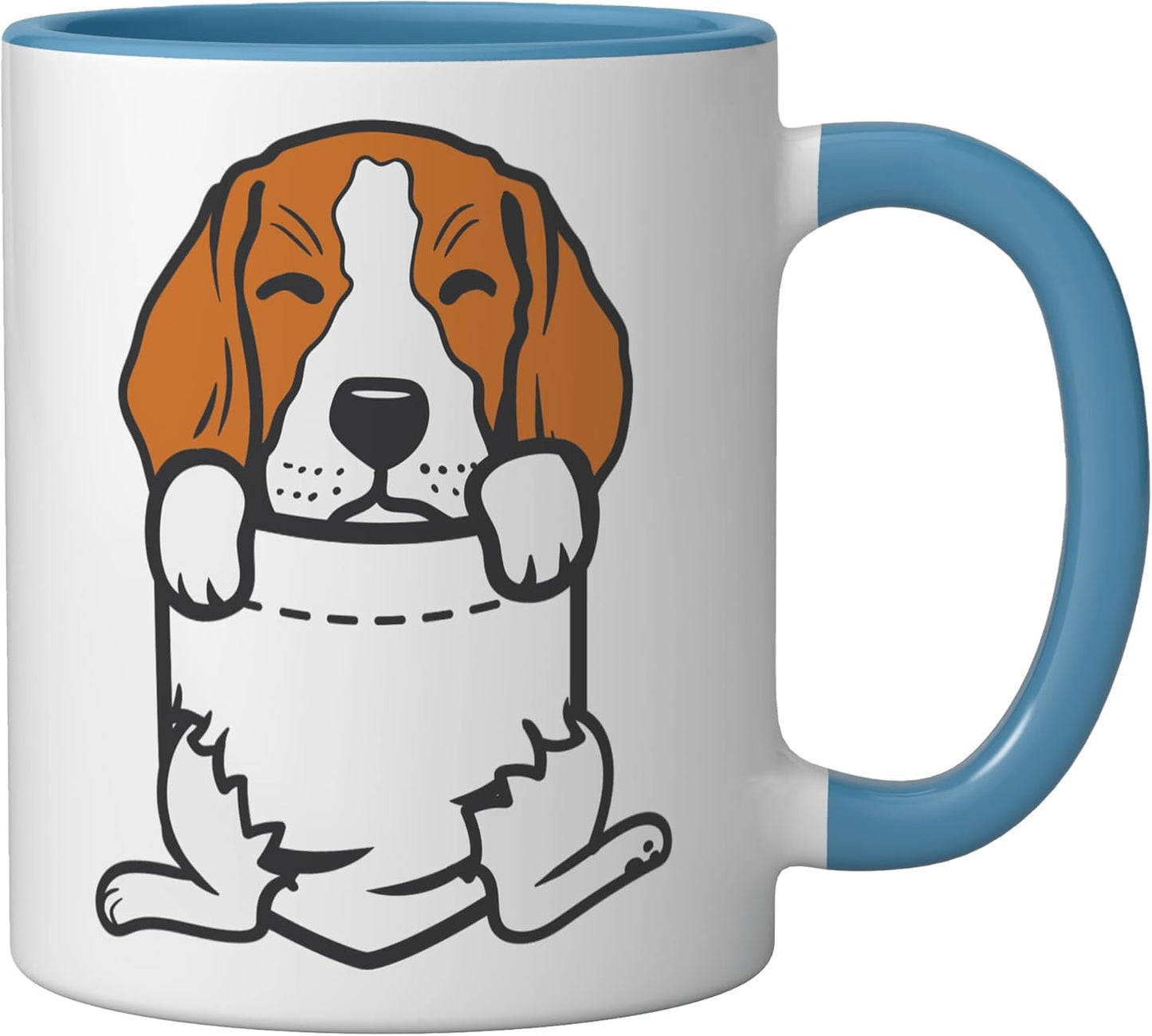 Taza cerámica para amante del perro Pocket Beagle azul/blanco