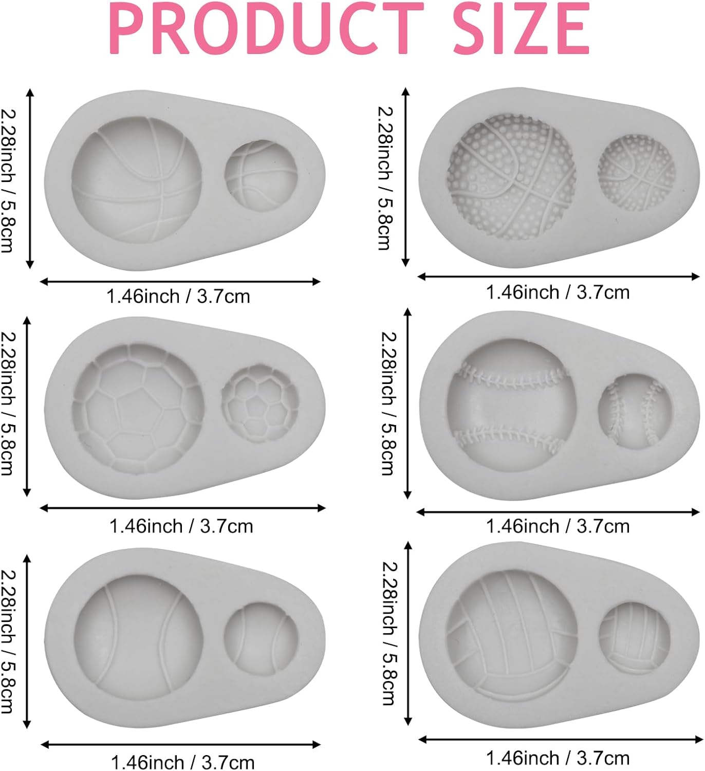 Moldes silicona pelotas deportivas 6 pzas blanco