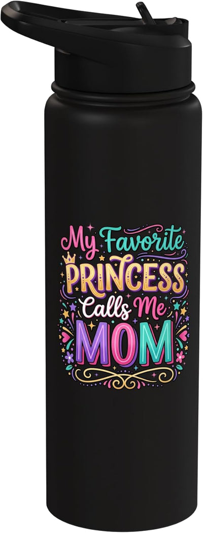 Botella de agua aislada de acero inoxidable con mensaje humorístico para mamá