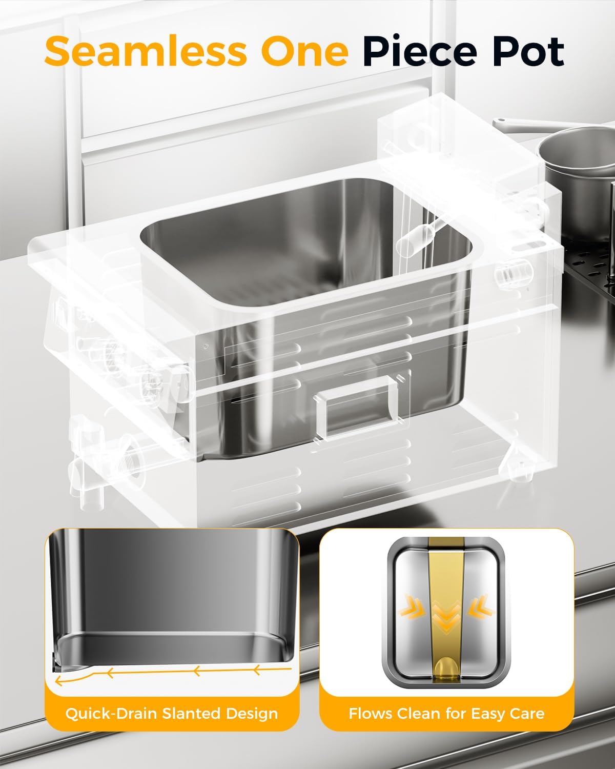 Freidora eléctrica encimera 10L acero inox 304 con cesta