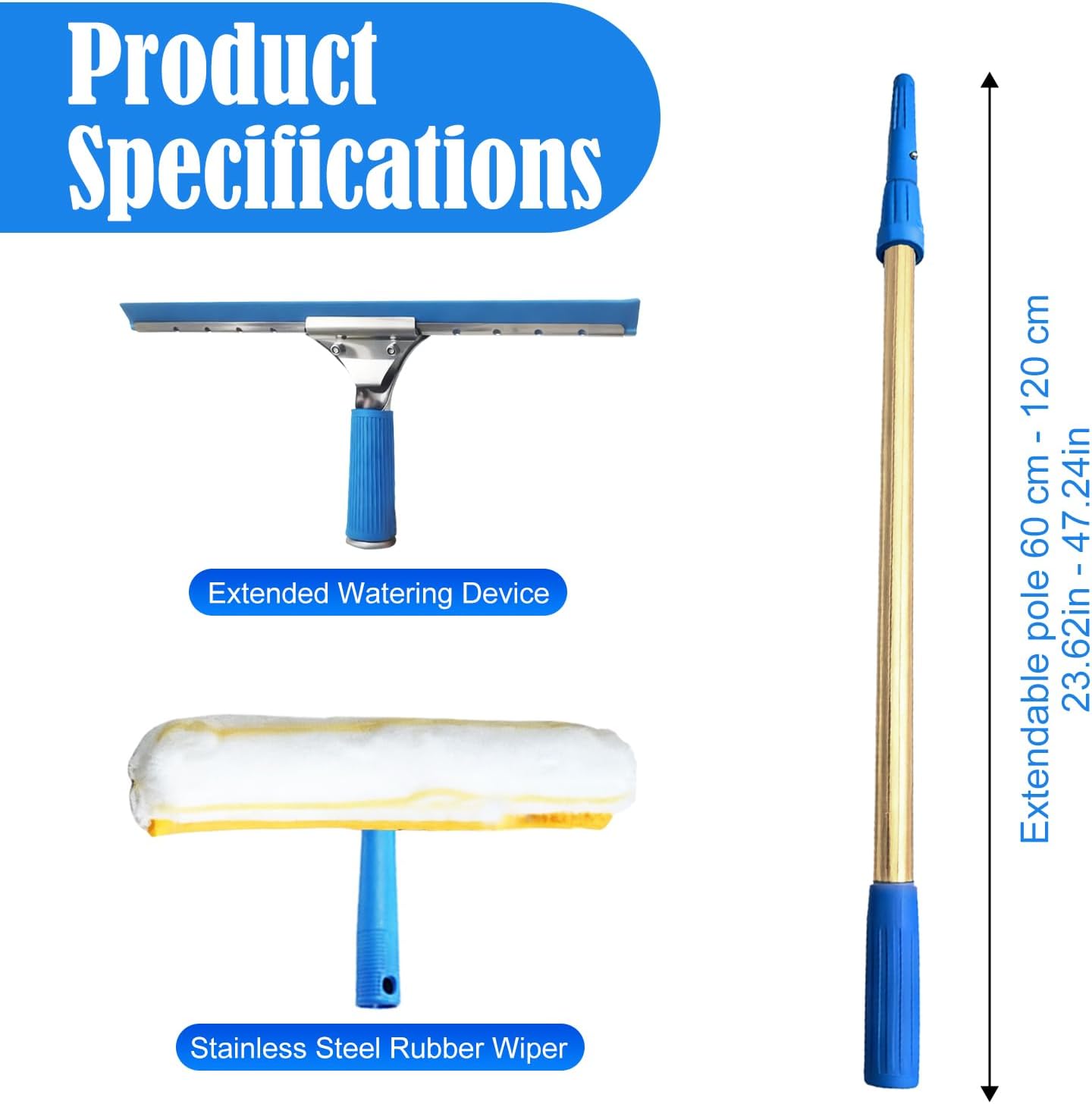 Kit poste agua 35ft cepillo vidrio ajustable para limpieza solar