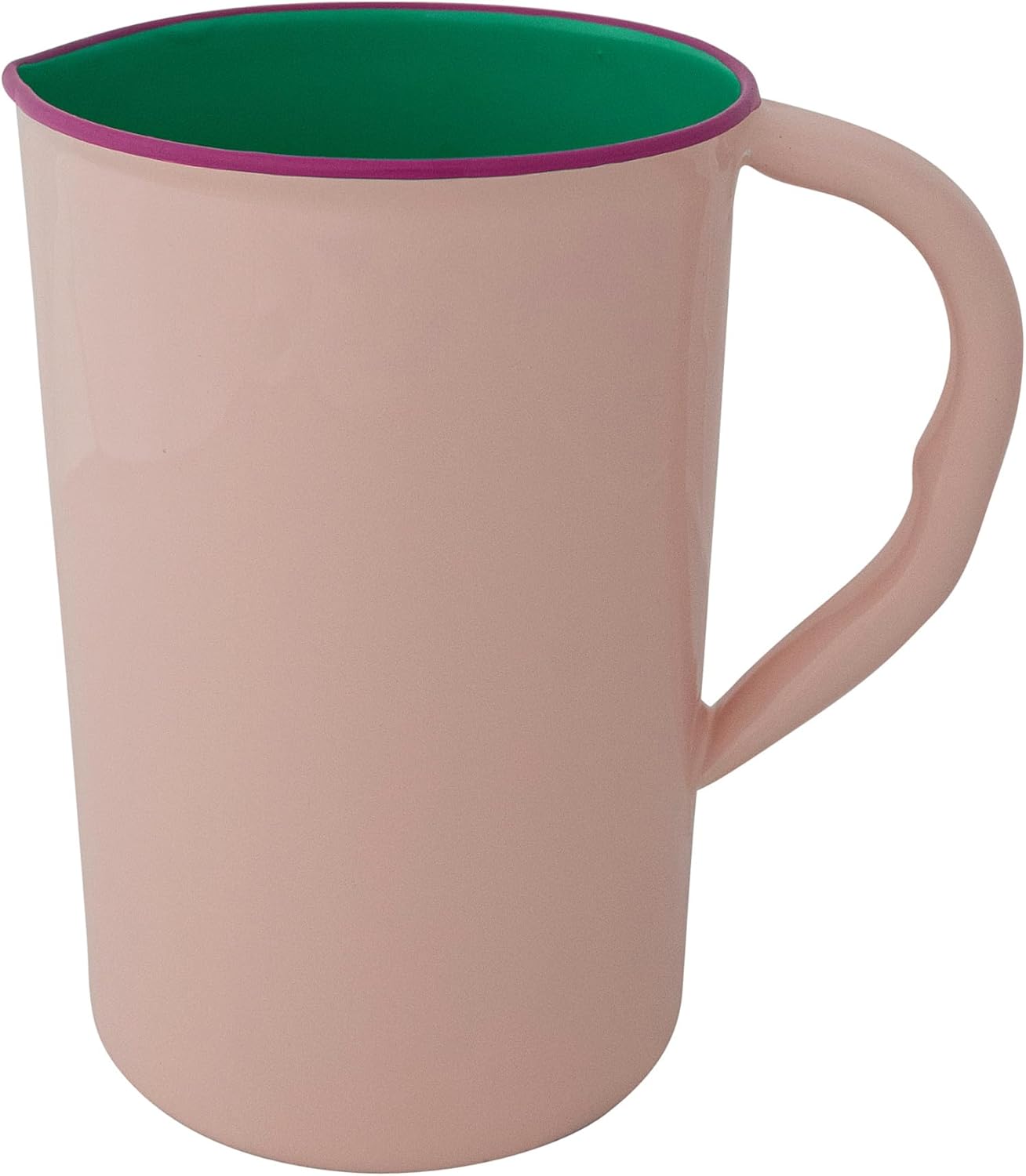 Jarra de acero inoxidable esmaltado 1.5 cuartos de galón con borde fucsia