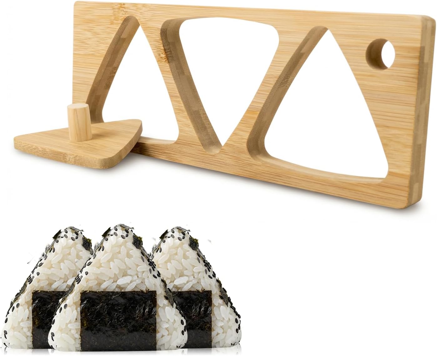 Juego de moldes de bambú 3 en 1 para onigiri y sushi