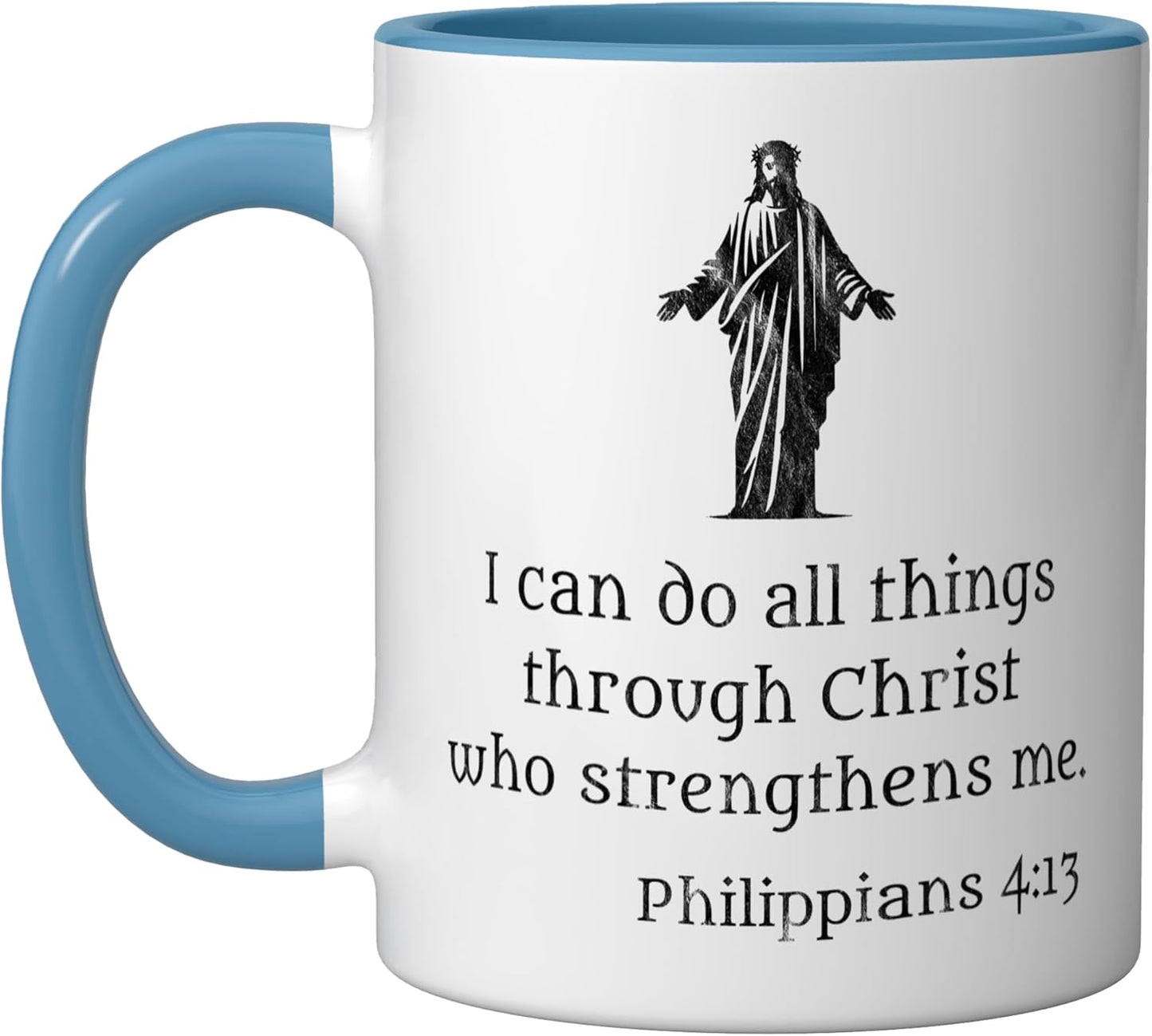 Taza Cerámica Vintage Frase Cristo Azul/Blanco