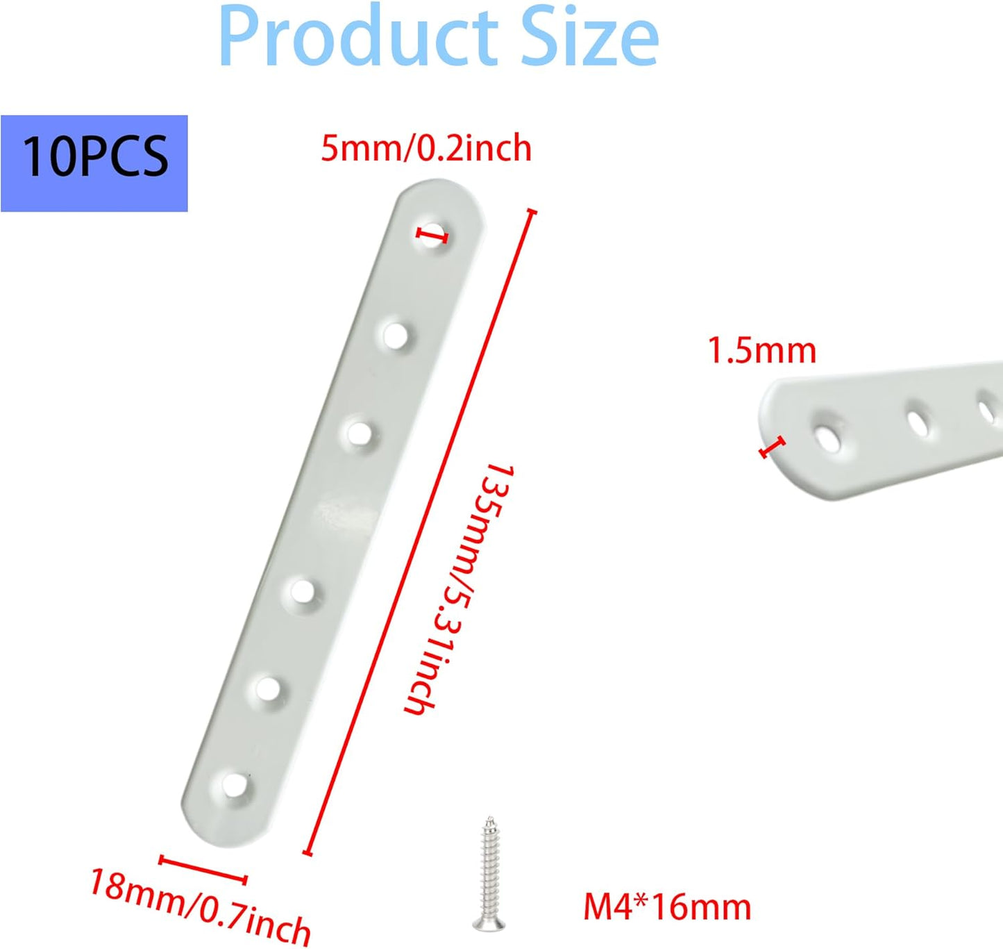 10 Soportes Planos Blanca 3.7pulg Conector Mueble
