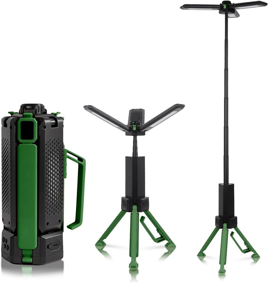 Luz campamento recargable 15000mAh con trípode ajustable verde