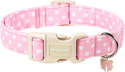 Collar ajustable lunares rosados para perras grandes L
