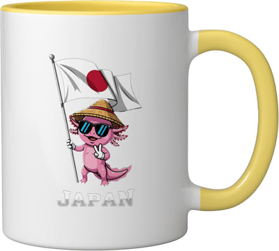 Taza Cerámica Bandera Japón Amarillo Blanco