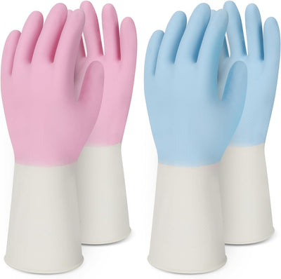 Guantes antideslizantes goma cocina baño 2 pares rosa azul