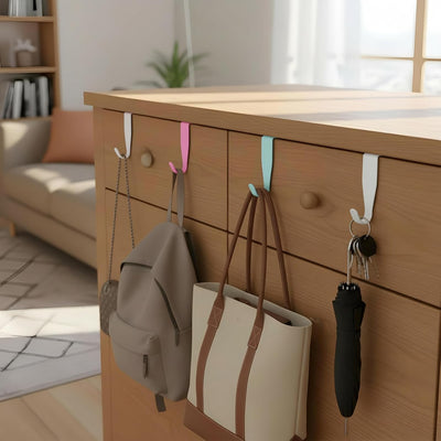 8 Ganchos Metal Puerta Sin Taladro para Colgar Toallas Ropa