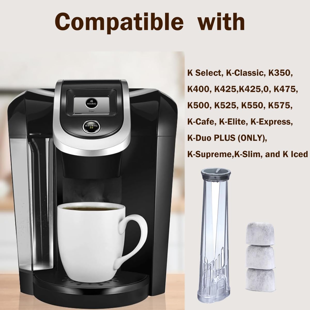 Soporte y 3 filtros para cafetera Keurig 2.0 K-Slim K-Express