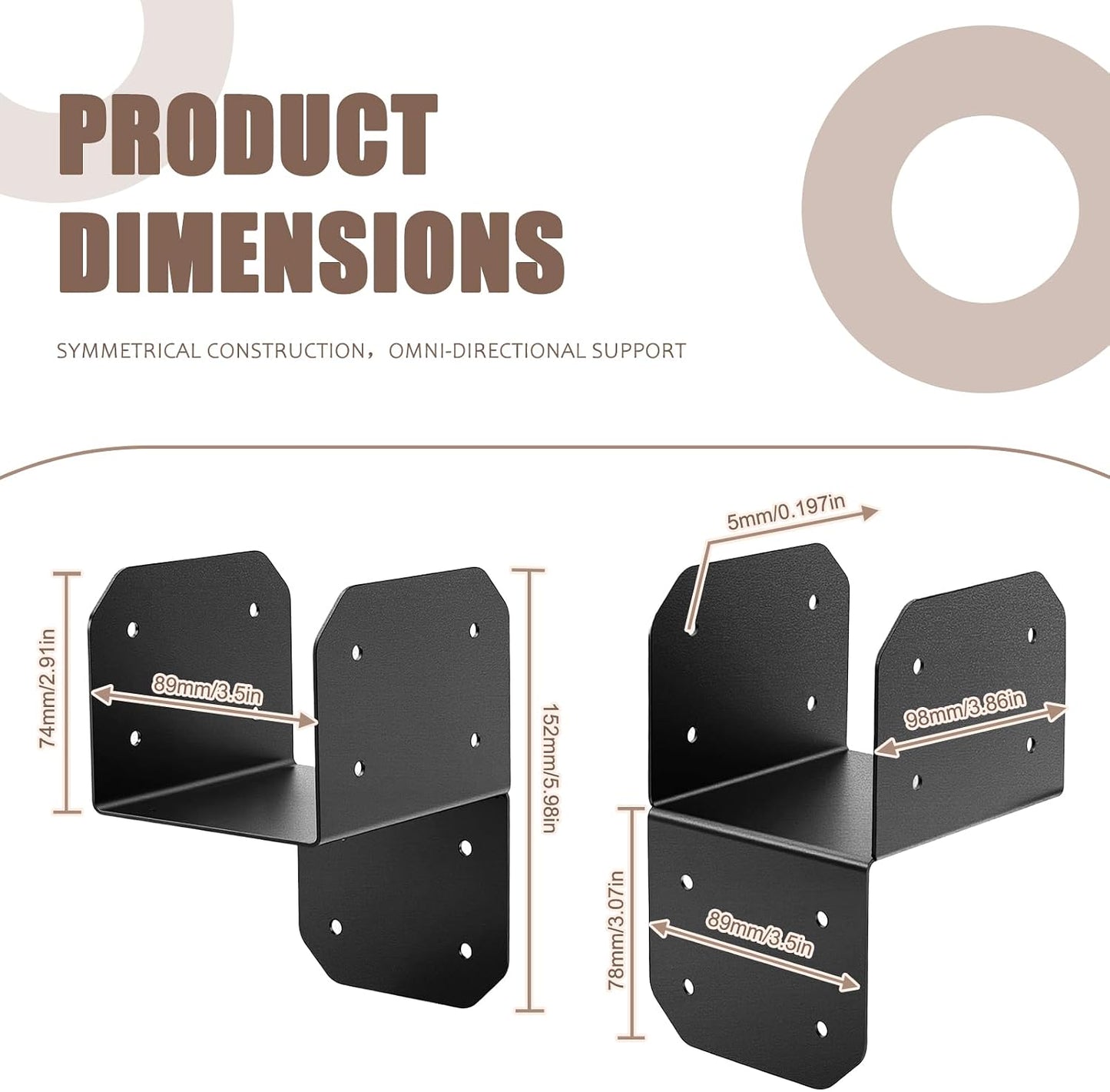 Set 4 conectores anclaje 4x4 negro