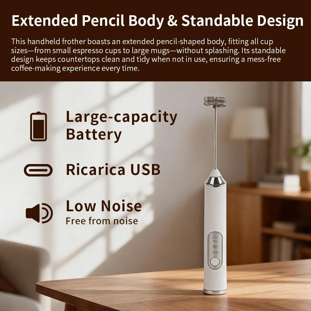 Espumador leche acero inox 3 velocidades blanco