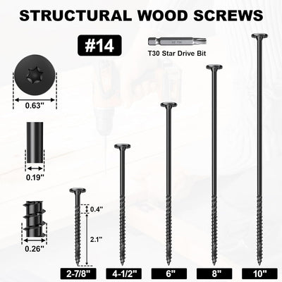 Tornillos madera Star Drive resistentes 6pulg 1000uds