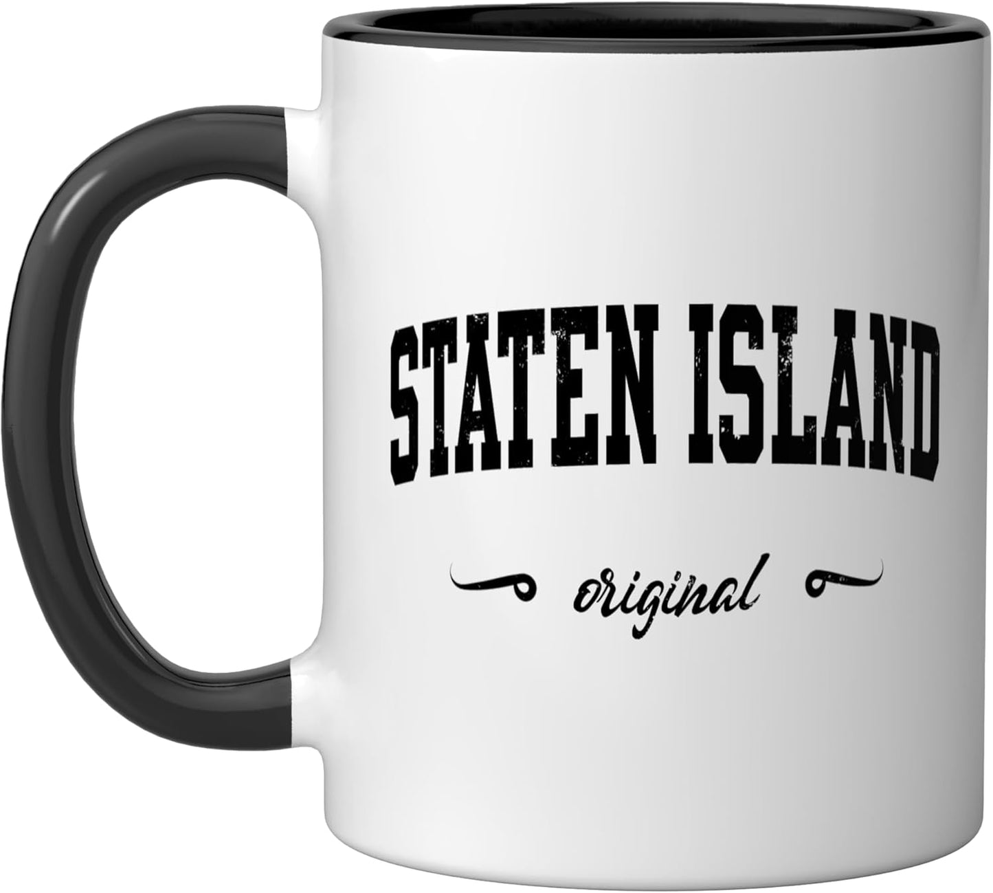 Taza cerámica Staten Island Design College Nueva York negra/blanca