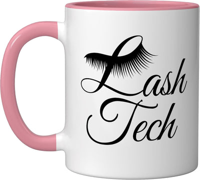 Taza de cerámica para técnico de pestañas, rosa/blanco